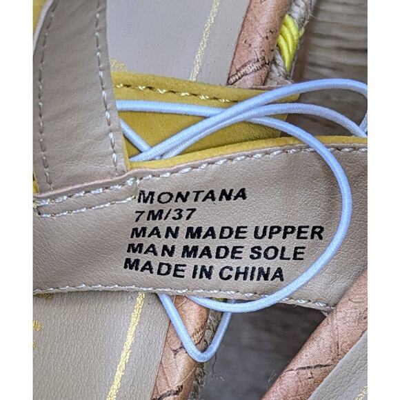 NEW Μe Τoo Montana Sandals 7 Yellow Mustard Platform Slingback Wedge Cork Jute - Picture 3 of 9